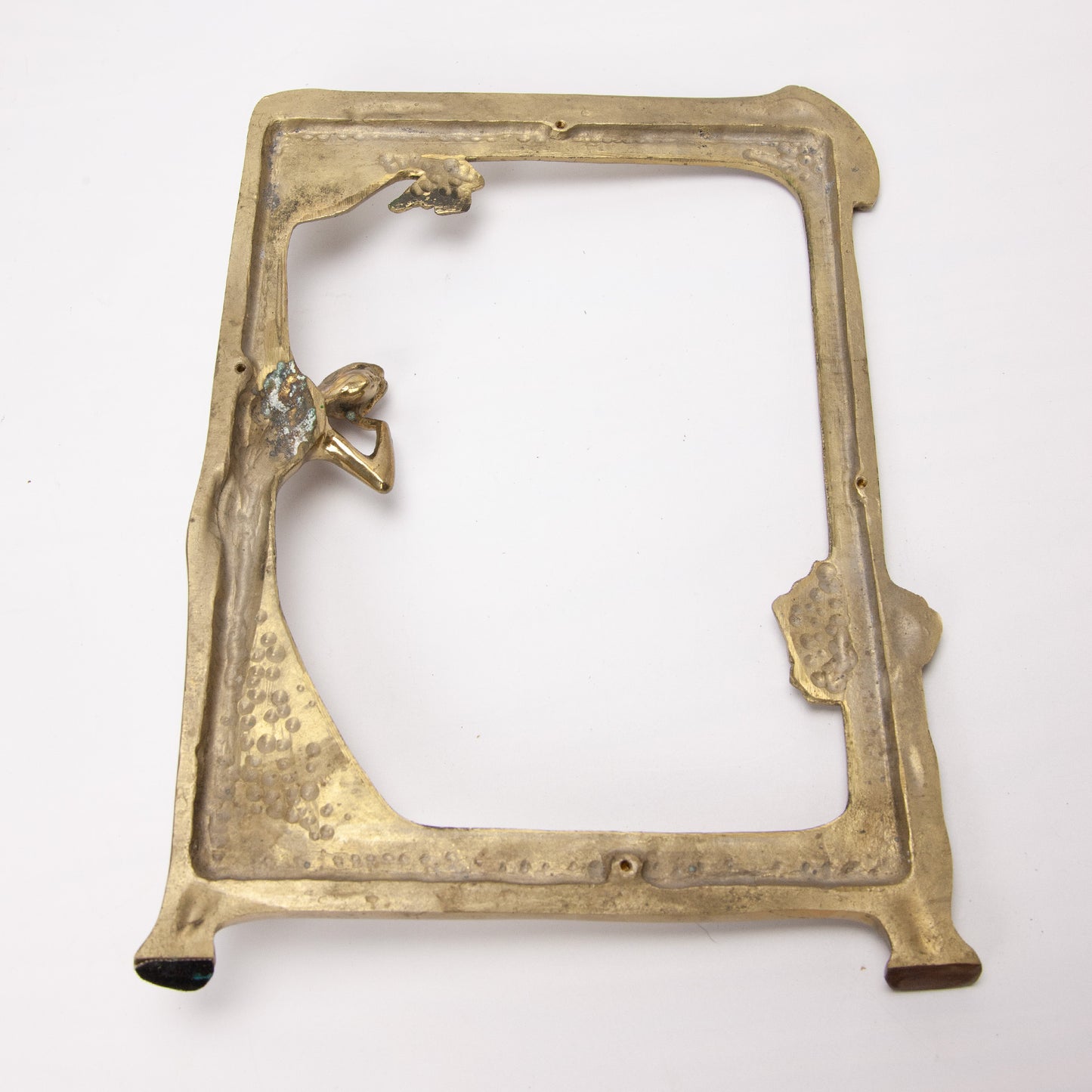Vintage Art Nouveau Brass Lady Floral Picture Frame 8x10