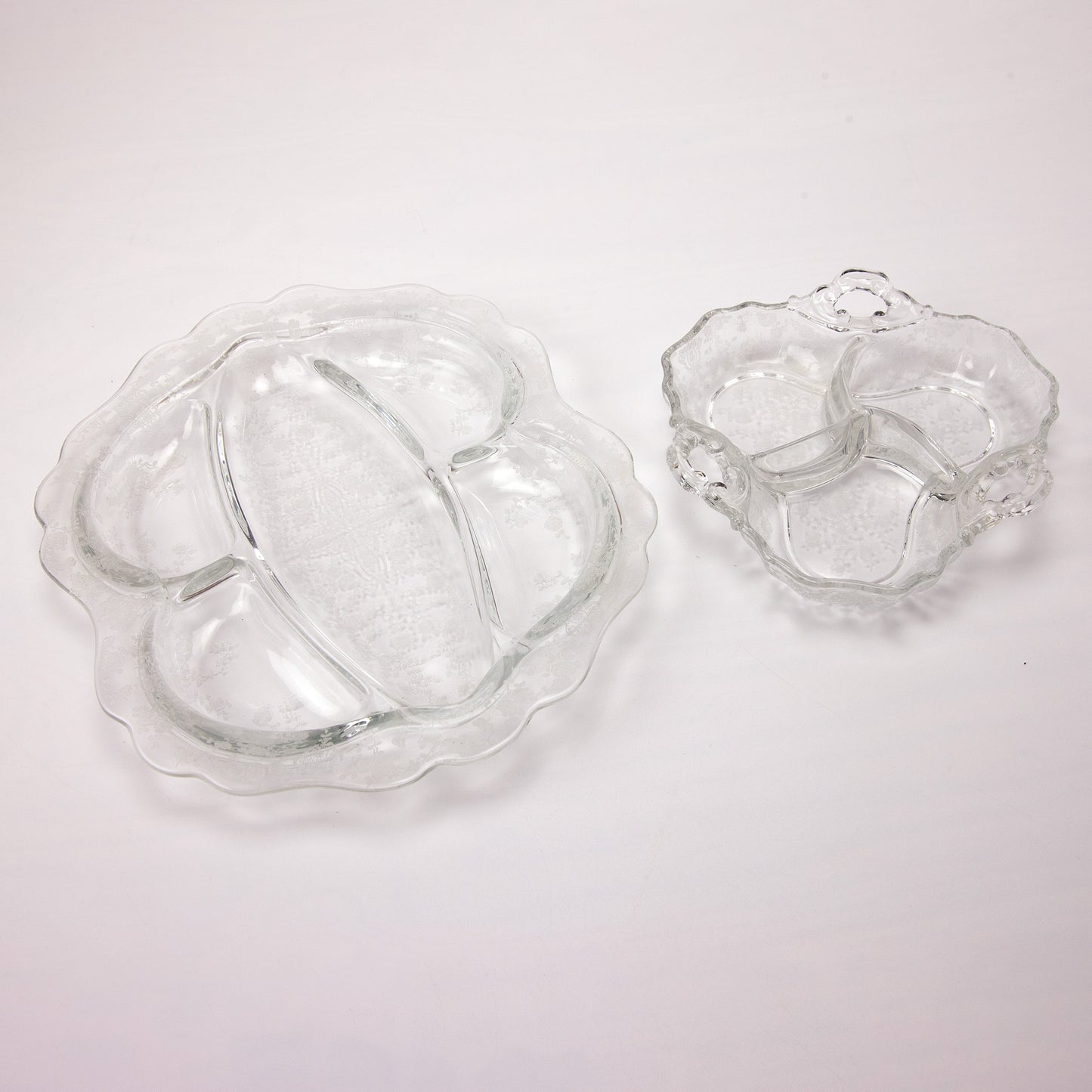 Cambridge Rose Point Relish Dishes Lot of 2