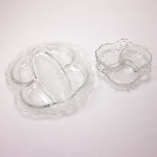 Cambridge Rose Point Relish Dishes Lot of 2