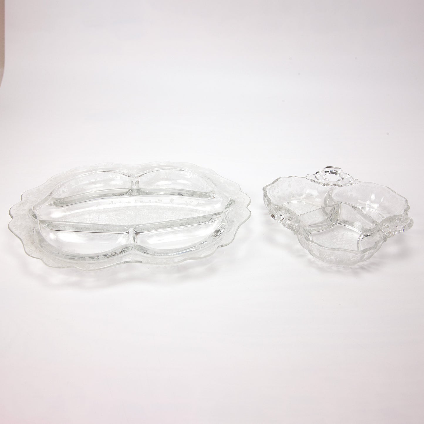Cambridge Rose Point Relish Dishes Lot of 2