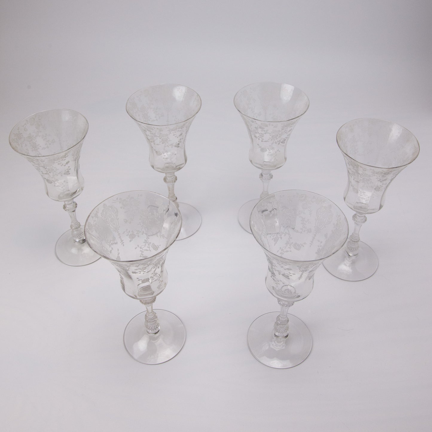 Cambridge Rose Point Wine Goblets Set of 6