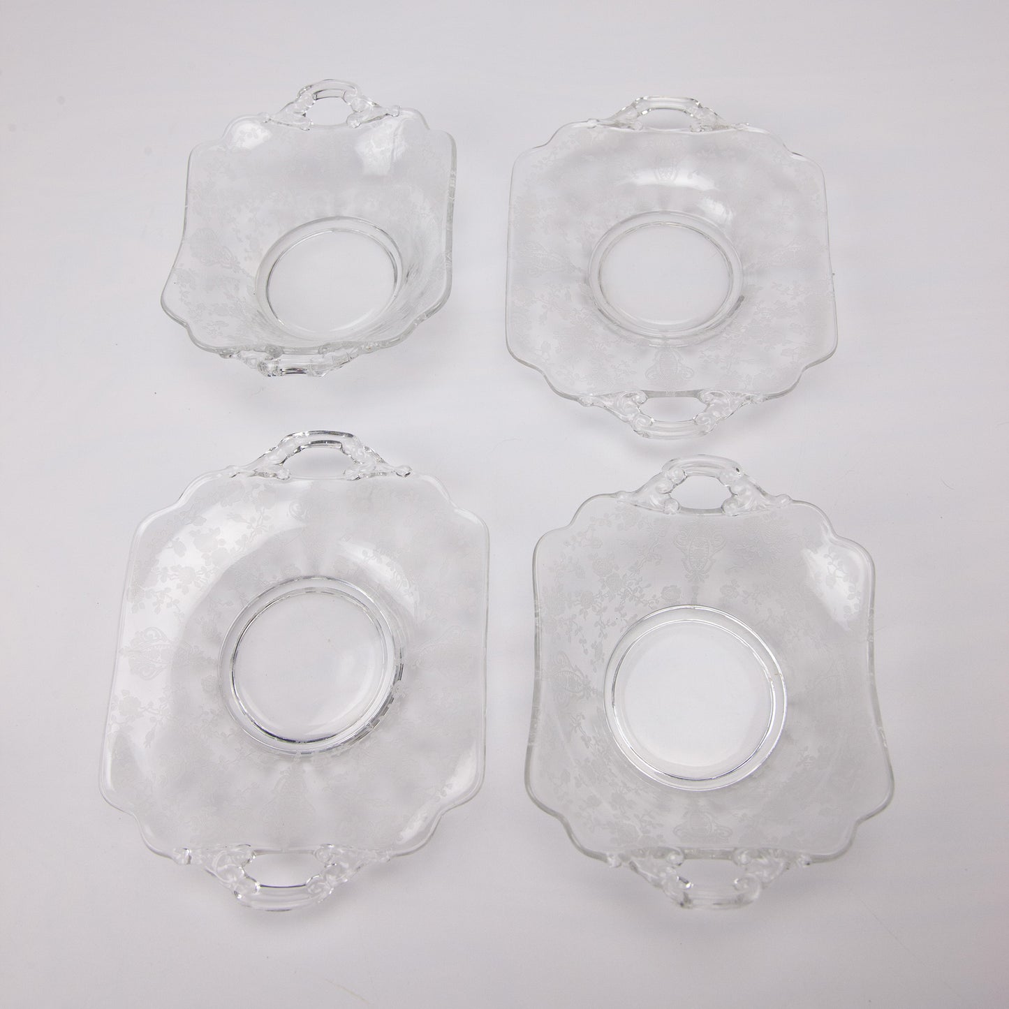 Cambridge Rose Point Etched Crystal Sugar Creamer & Serving Set of 8