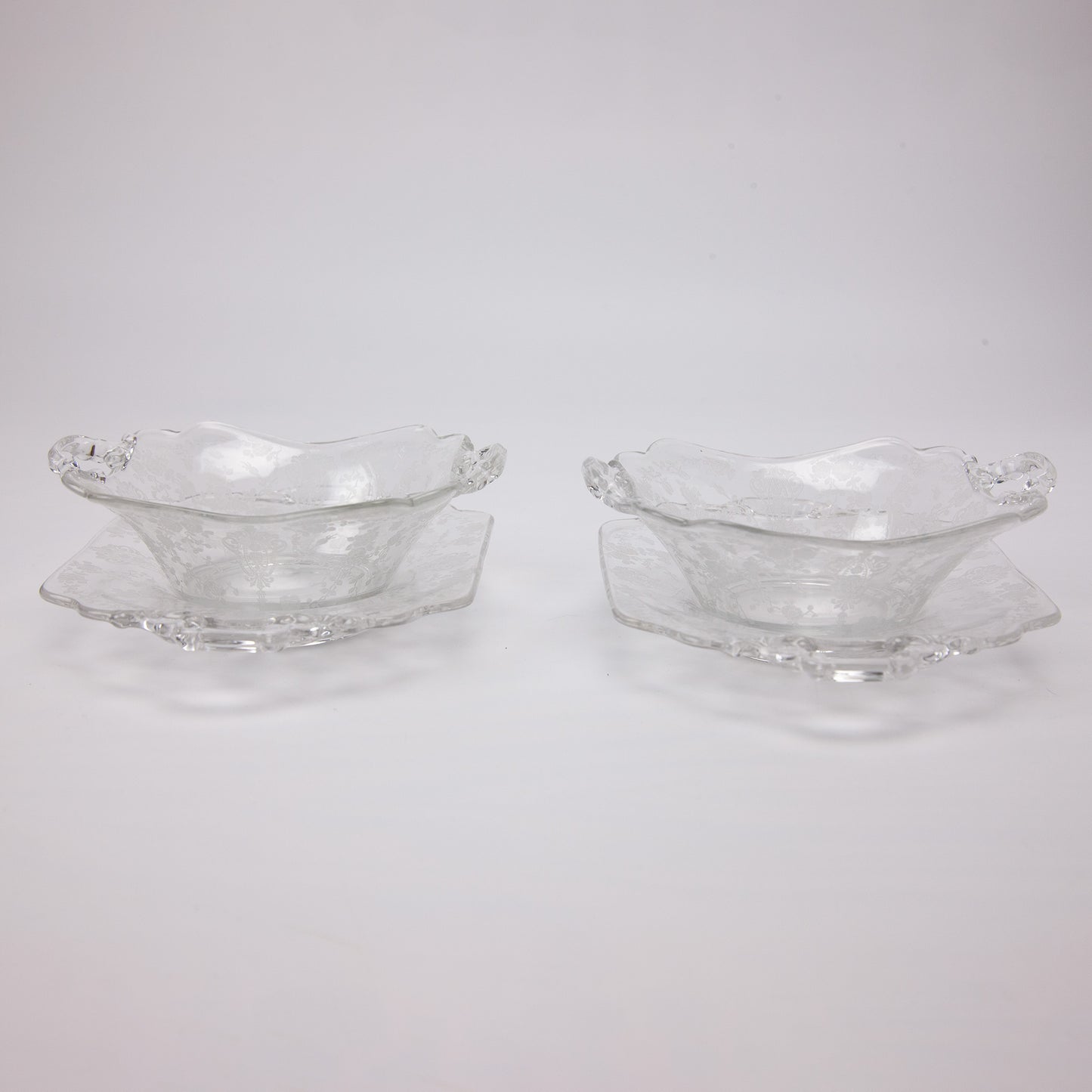 Cambridge Rose Point Etched Crystal Sugar Creamer & Serving Set of 8