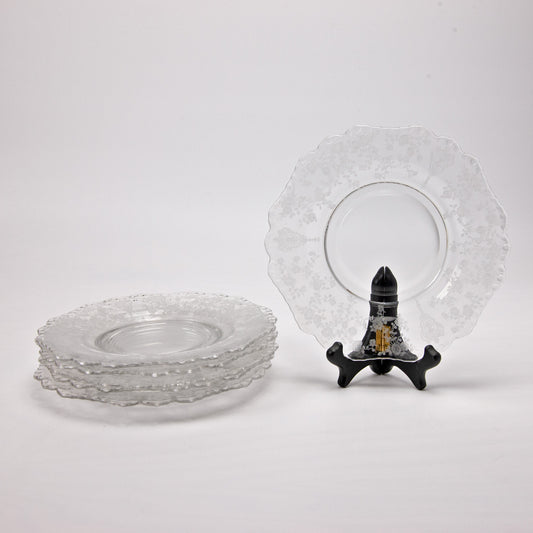 Cambridge Rose Point Etched Crystal 8" Salad Dessert Plates Set of 6