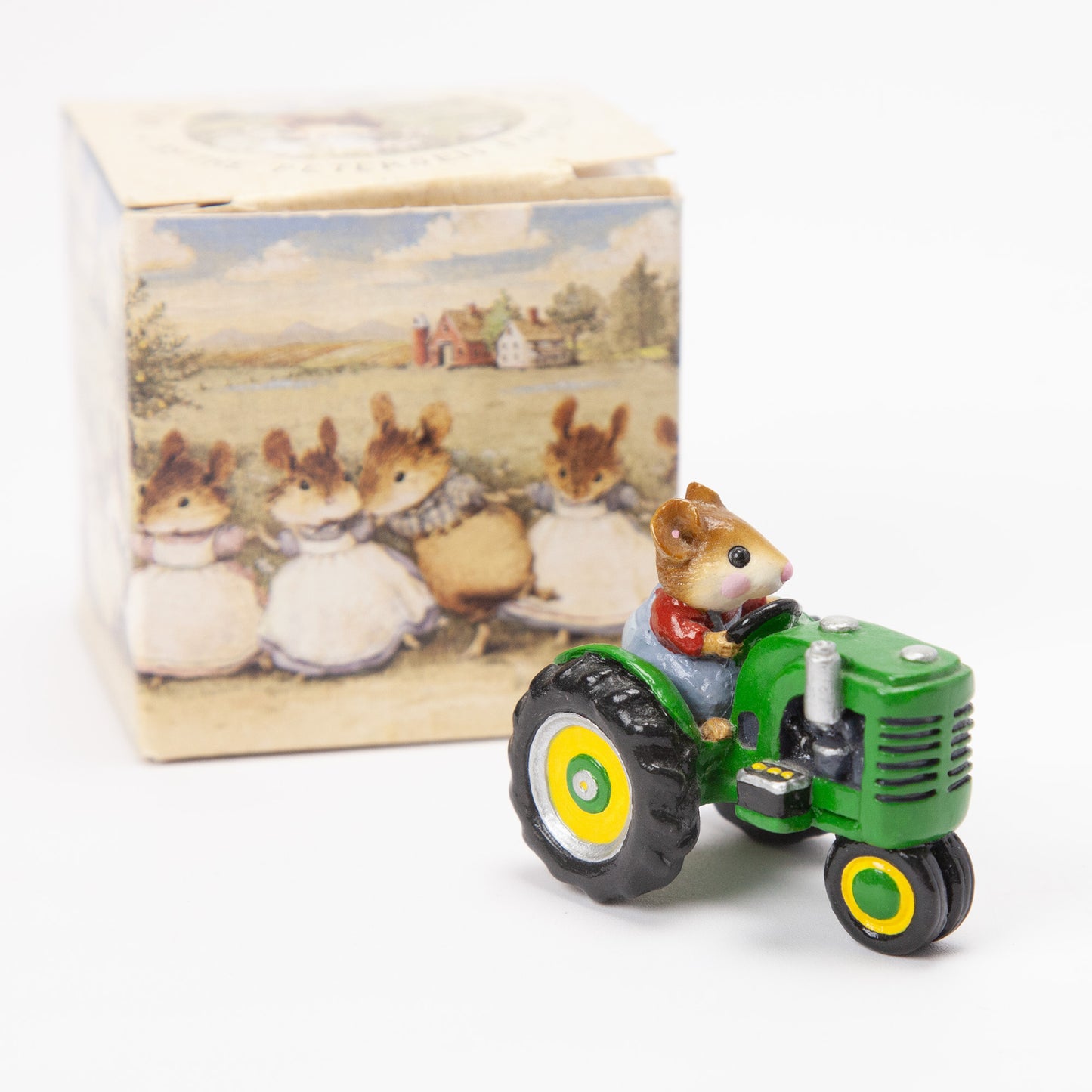 Wee Forest Folk M-133 Field Mouse Green Tractor Figure with Box