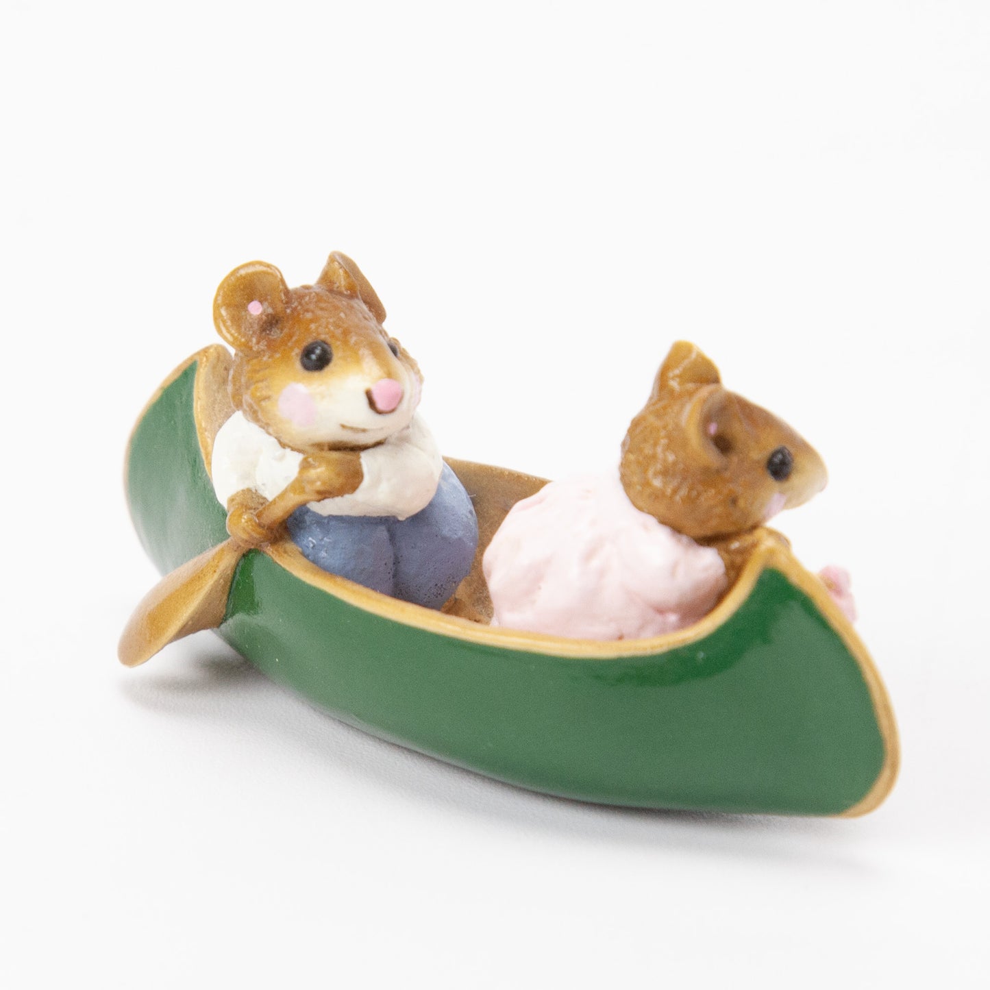 Wee Forest Folk MS-11 Two in a Canoe 1981 Green Canoe with Box
