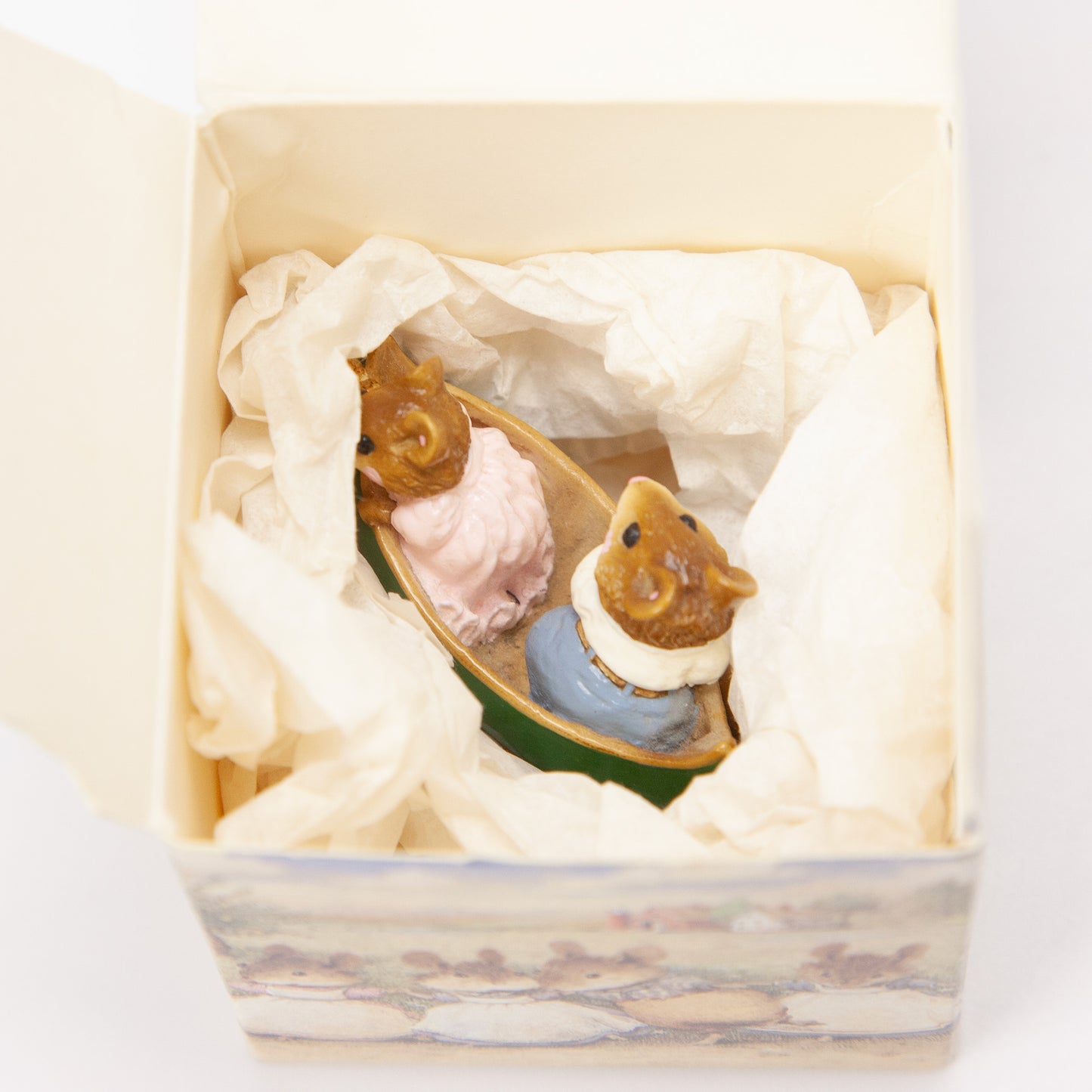 Wee Forest Folk MS-11 Two in a Canoe 1981 Green Canoe with Box