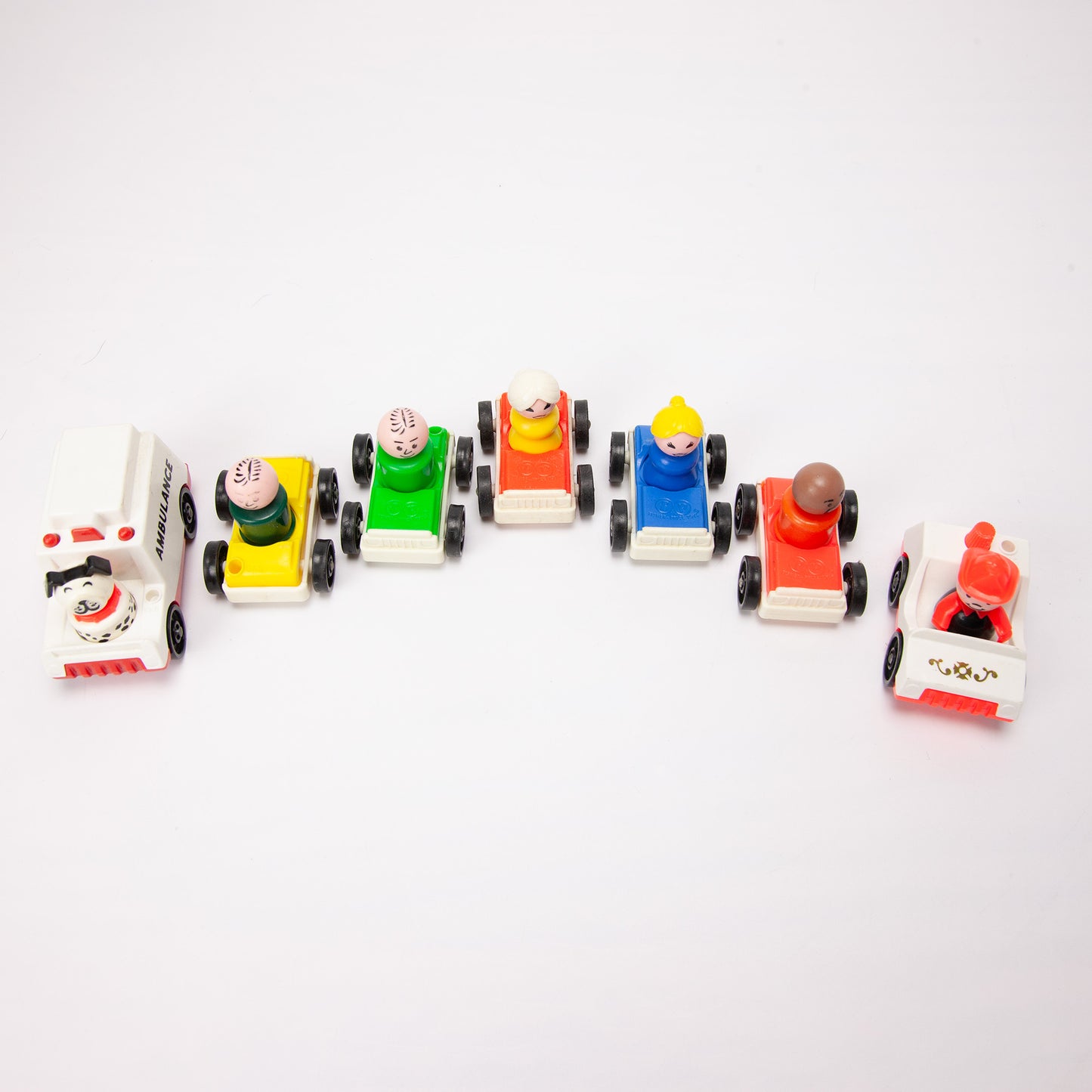 Vintage Fisher-Price Play Family Action Garage Lot of 14 Cars Figures Vehicles