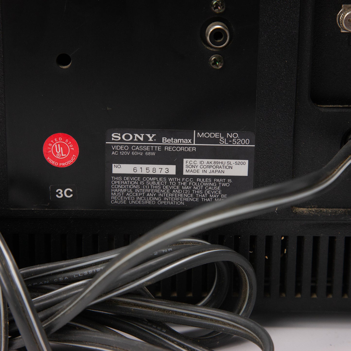 Sony SL-5200 Betamax Hi-Fi Stereo VCR with Remote - Parts Repair