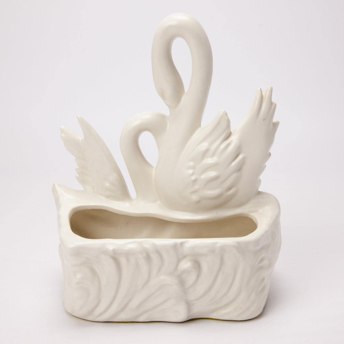 Vintage White Swan Lovebird Planter Ceramic Pottery