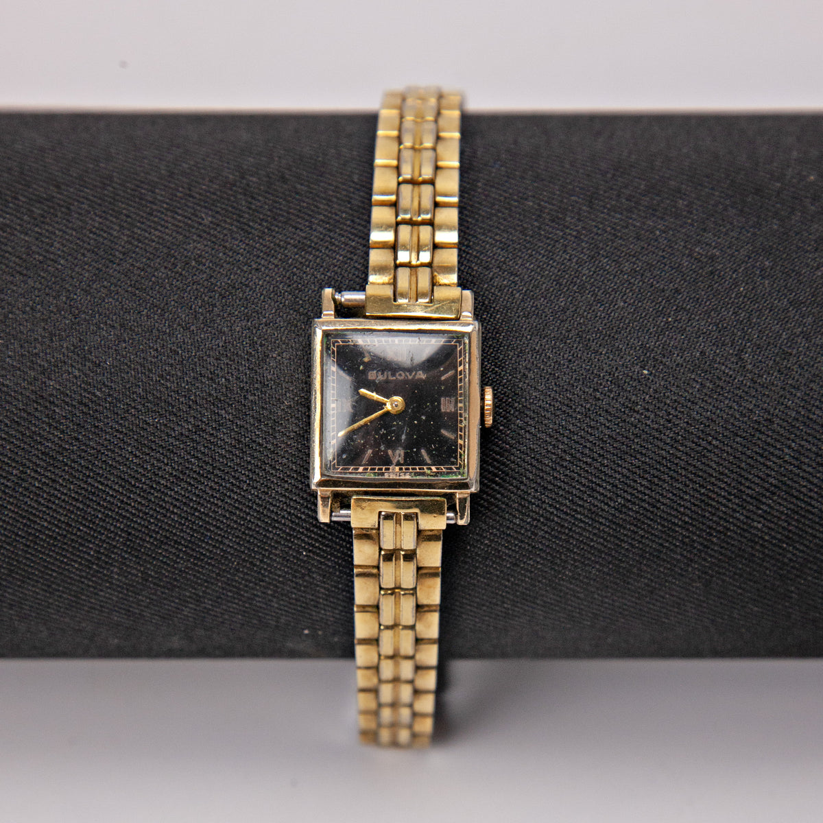 1950s Bulova Women's Tank Style Wind Up Watch Roman Numerals Seiko Band