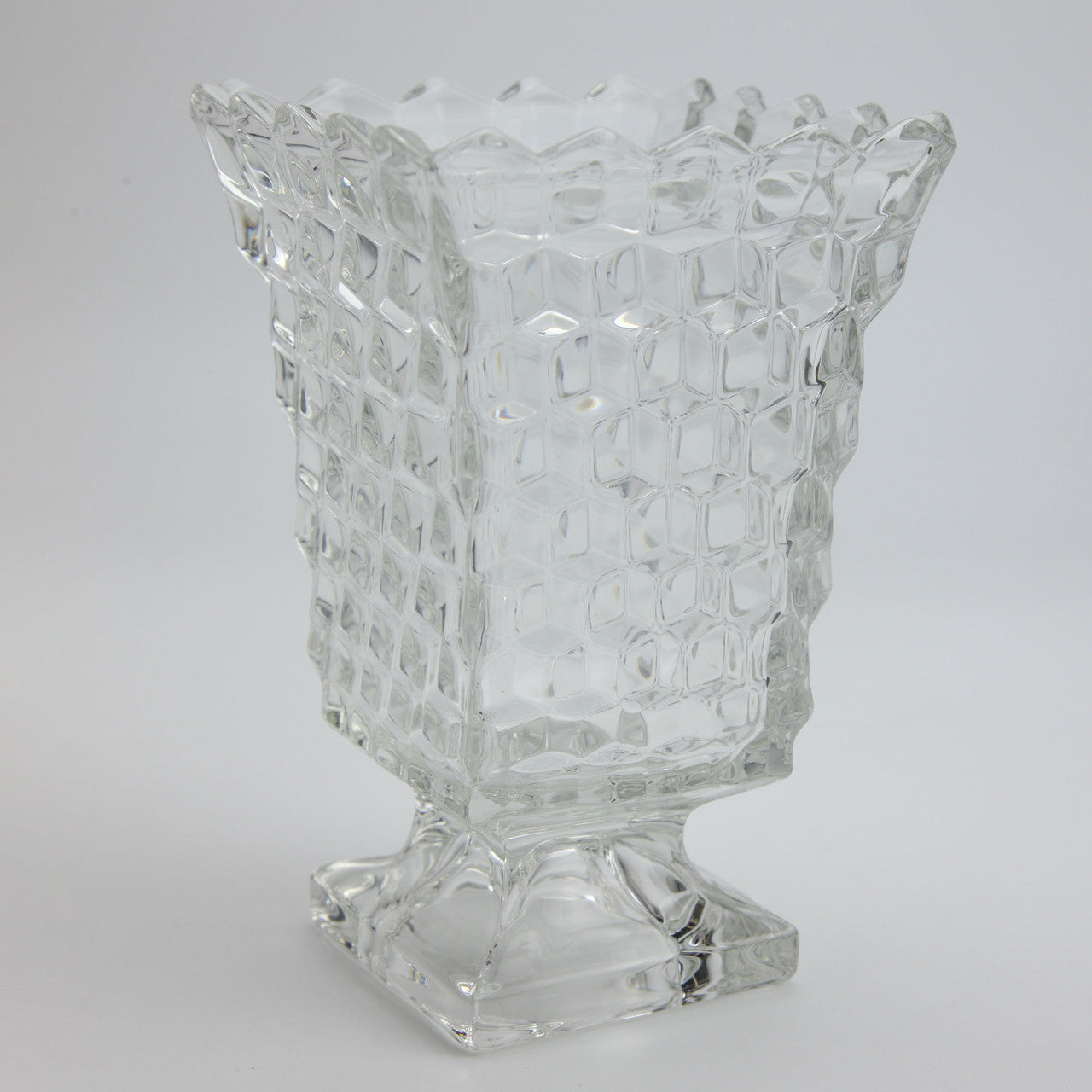 Vintage Heavy Lead Crystal Fostoria American Square-Footed Vase
