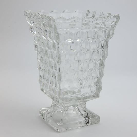 Vintage Heavy Lead Crystal Fostoria American Square-Footed Vase