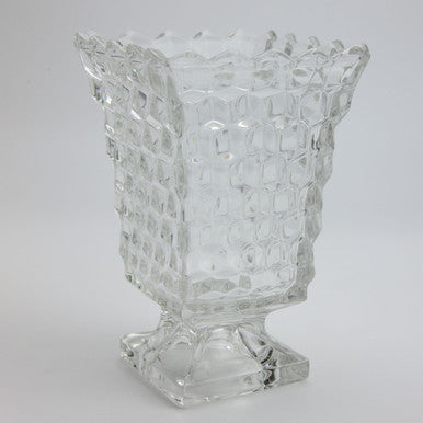 Vintage Heavy Lead Crystal Fostoria American Square-Footed Vase