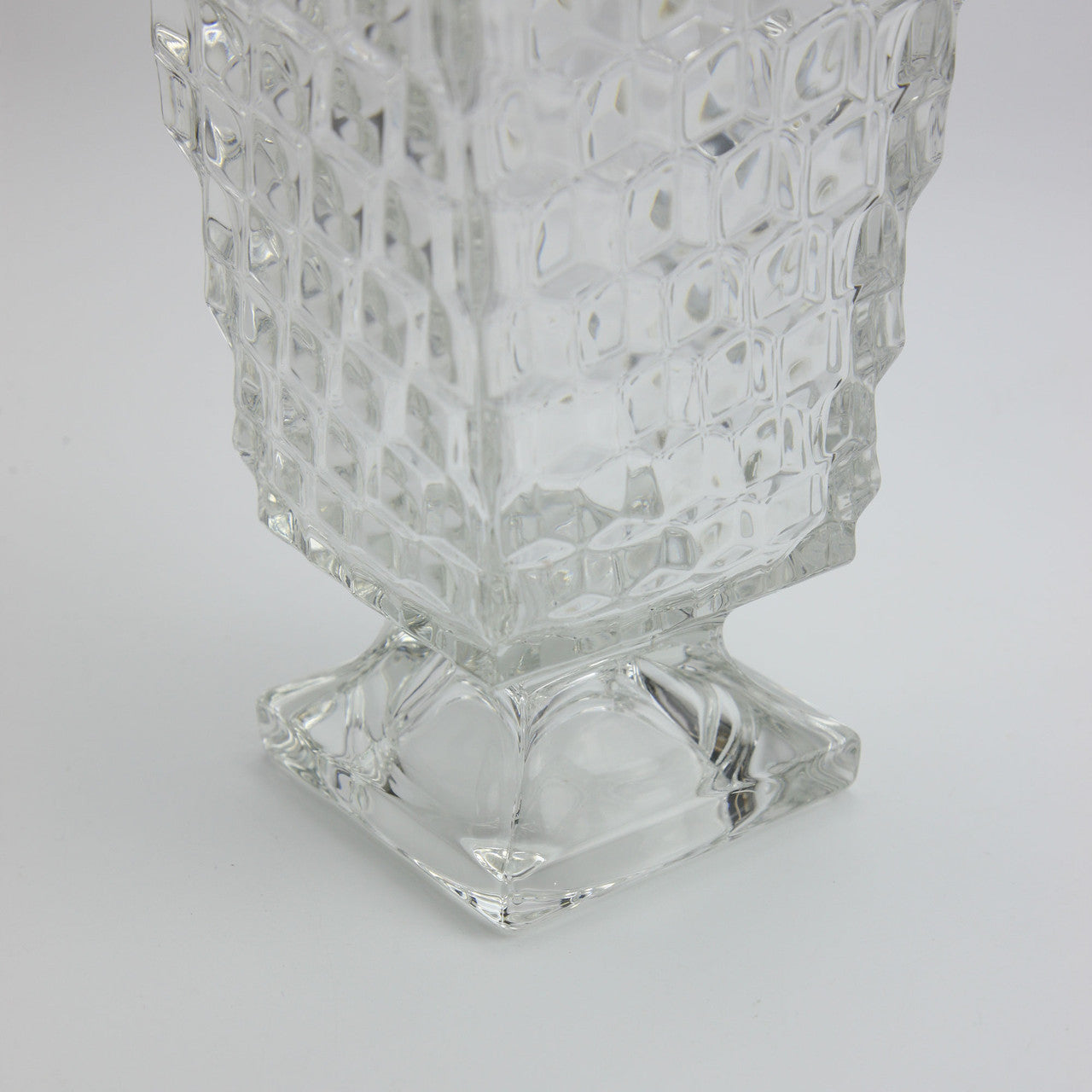 Vintage Heavy Lead Crystal Fostoria American Square-Footed Vase