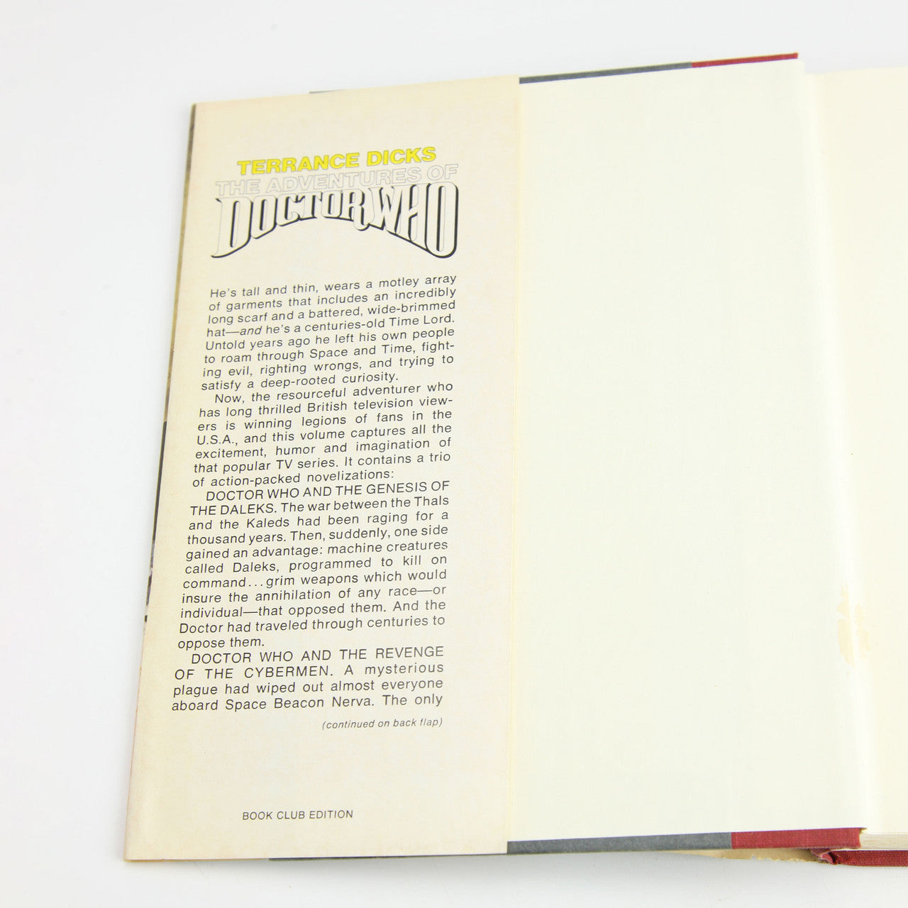 The Adventures of Dr. Who by Terrance Dicks 1979 Book Club Edition HCDJ