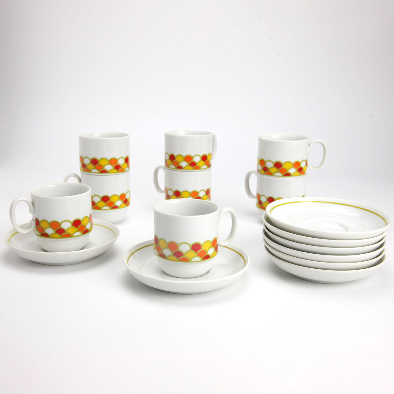 Vintage George Briard Stackable Espresso Cup & Saucer Set for 8 - 16 piece