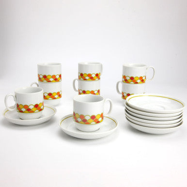 Vintage George Briard Stackable Espresso Cup & Saucer Set for 8 - 16 piece