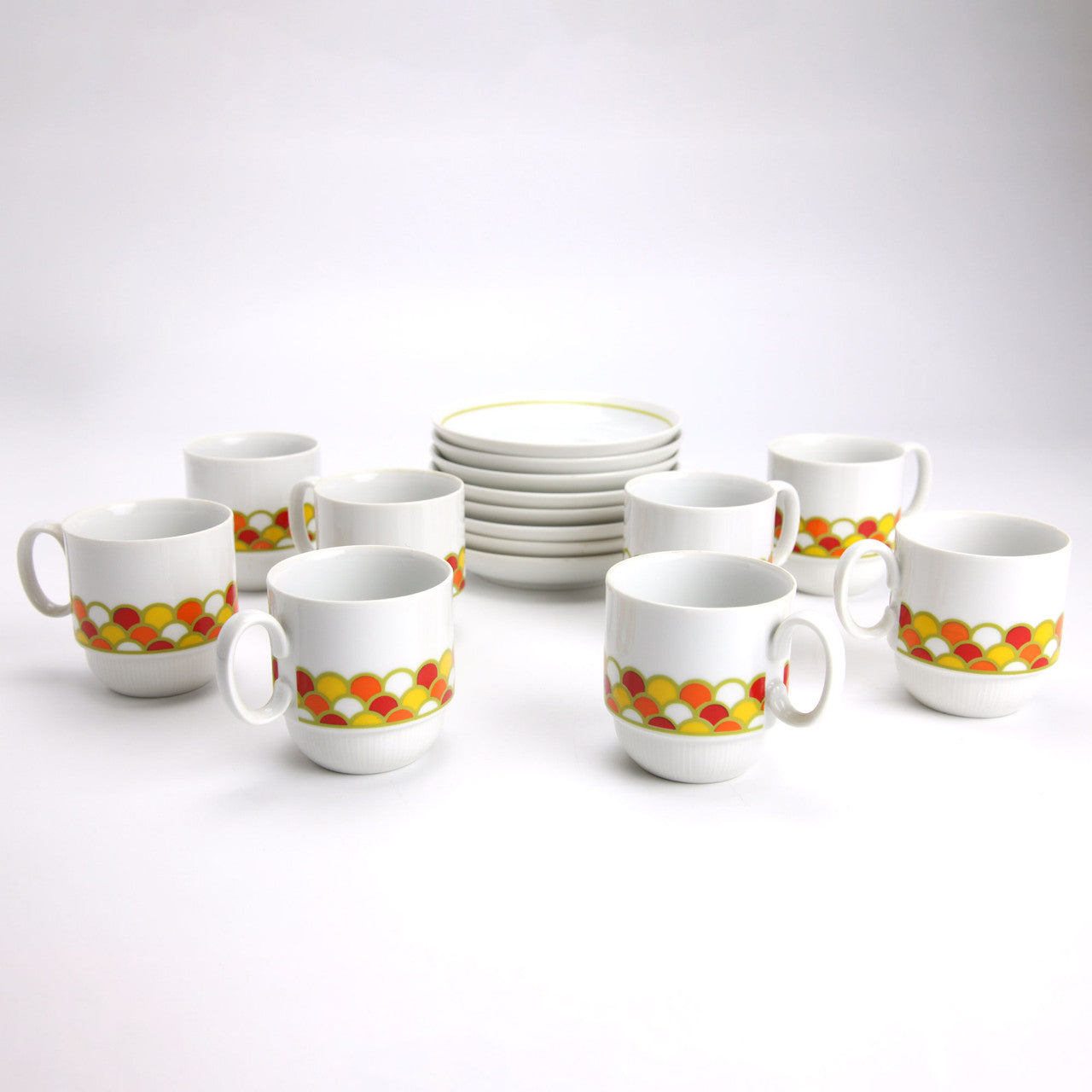 Vintage George Briard Stackable Espresso Cup & Saucer Set for 8 - 16 piece