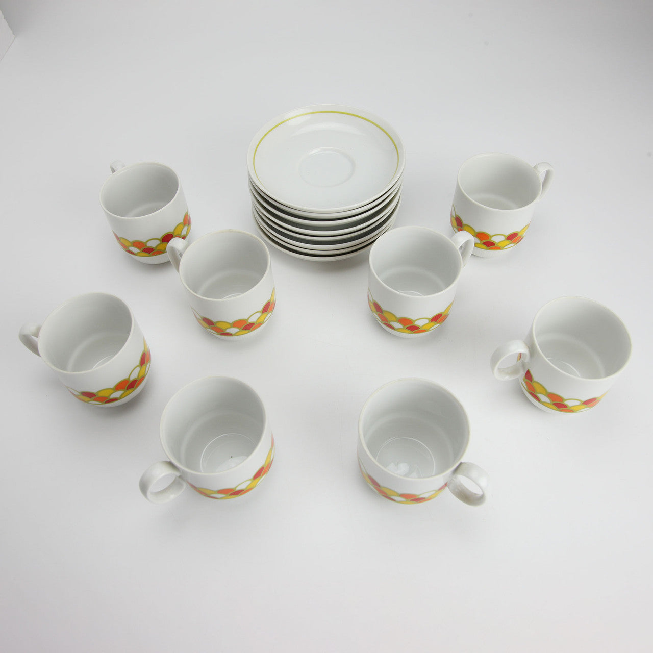 Vintage George Briard Stackable Espresso Cup & Saucer Set for 8 - 16 piece
