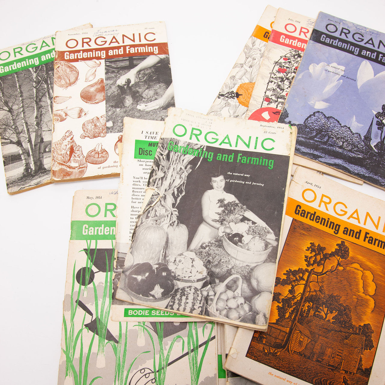 1954 & 1956 Organic Gardening and Farming Magazine Lot of 21 Rodale Press