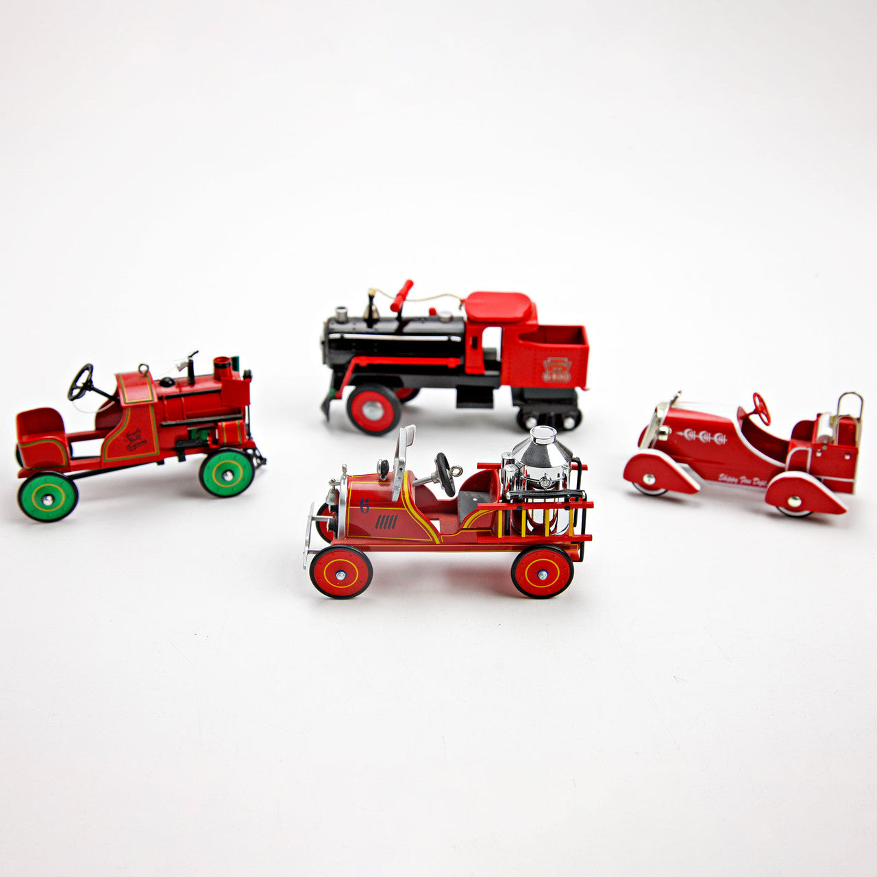 Hallmark Kiddie Car Classics and Xonex Firetruck Car Lot of 4