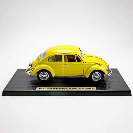 Yellow 1967 Volkswagen Beetle Die-Cast Car 1:18 Scale with Stand