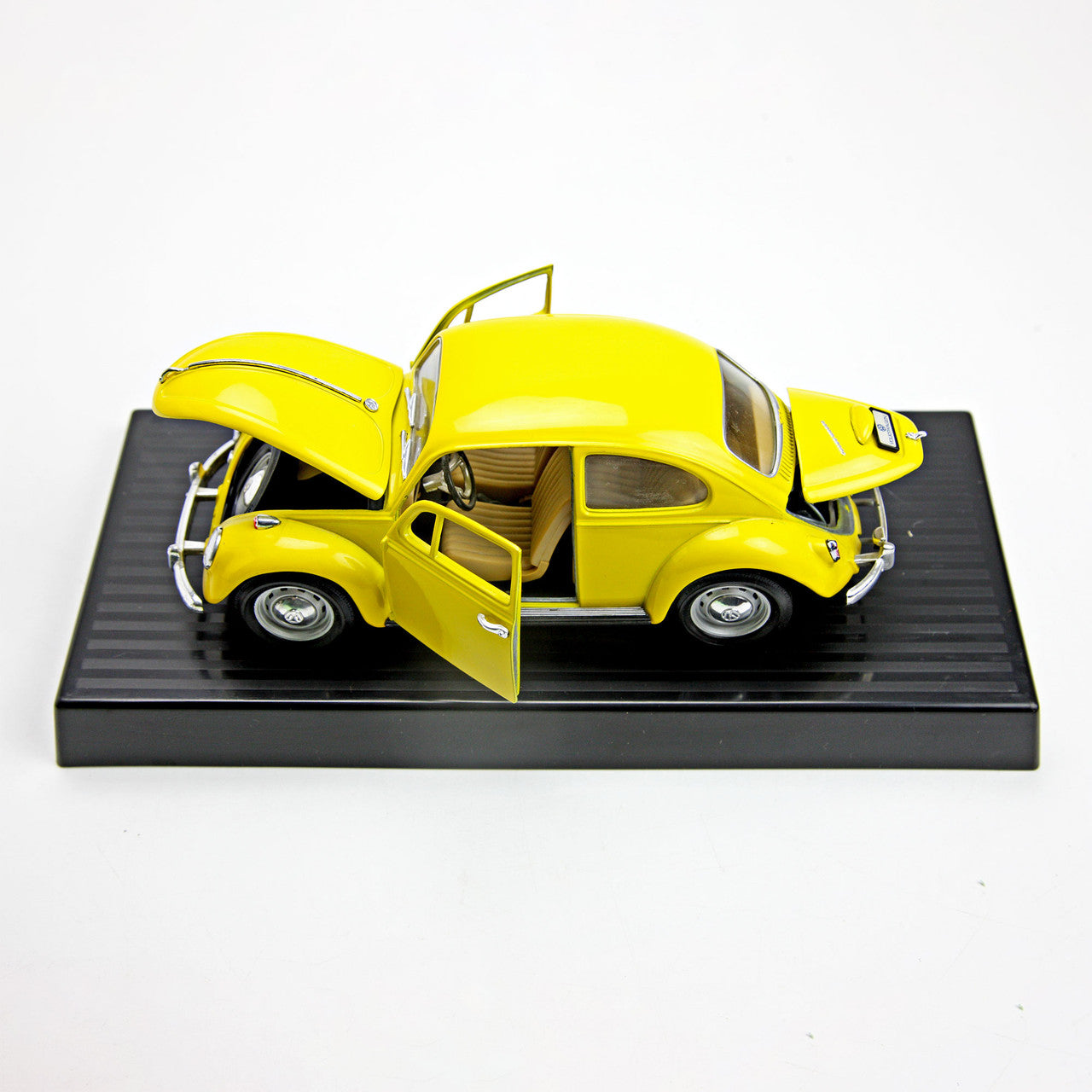 Yellow 1967 Volkswagen Beetle Die-Cast Car 1:18 Scale with Stand