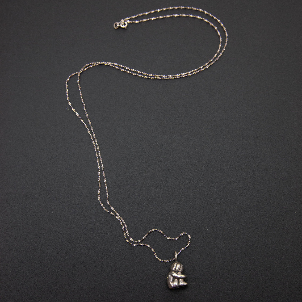 Sterling Silver Rope Chain Necklace Figure Pendant 30in