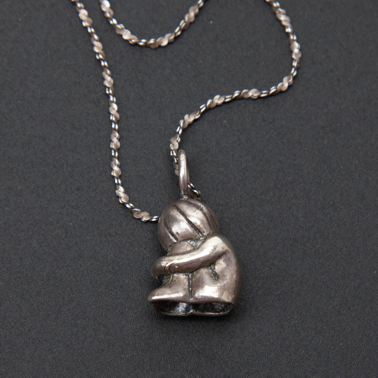 Sterling Silver Rope Chain Necklace Figure Pendant 30in