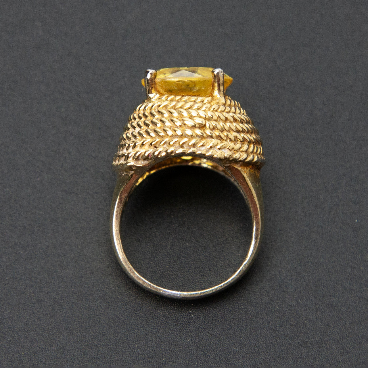 Gold Plated Sterling Silver 925 Yellow CZ Ring 7.5