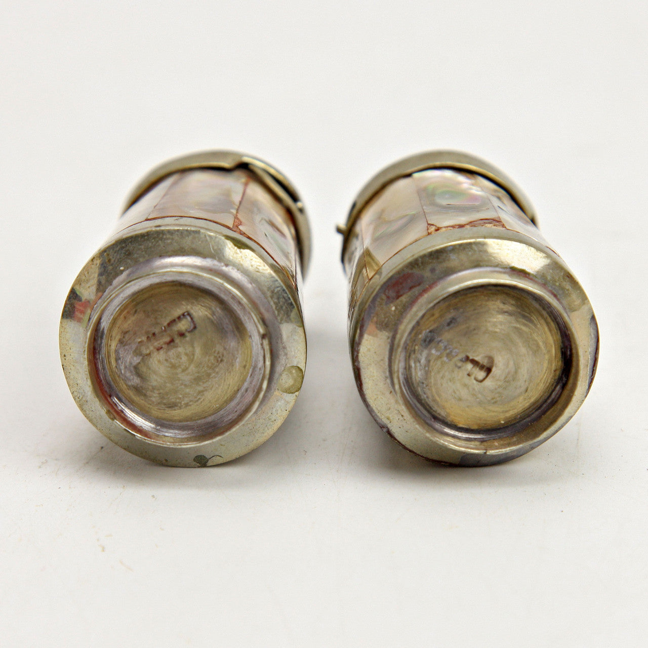 Mini Abalone Salt and Pepper Shakers - Vintage 1.25” Tall