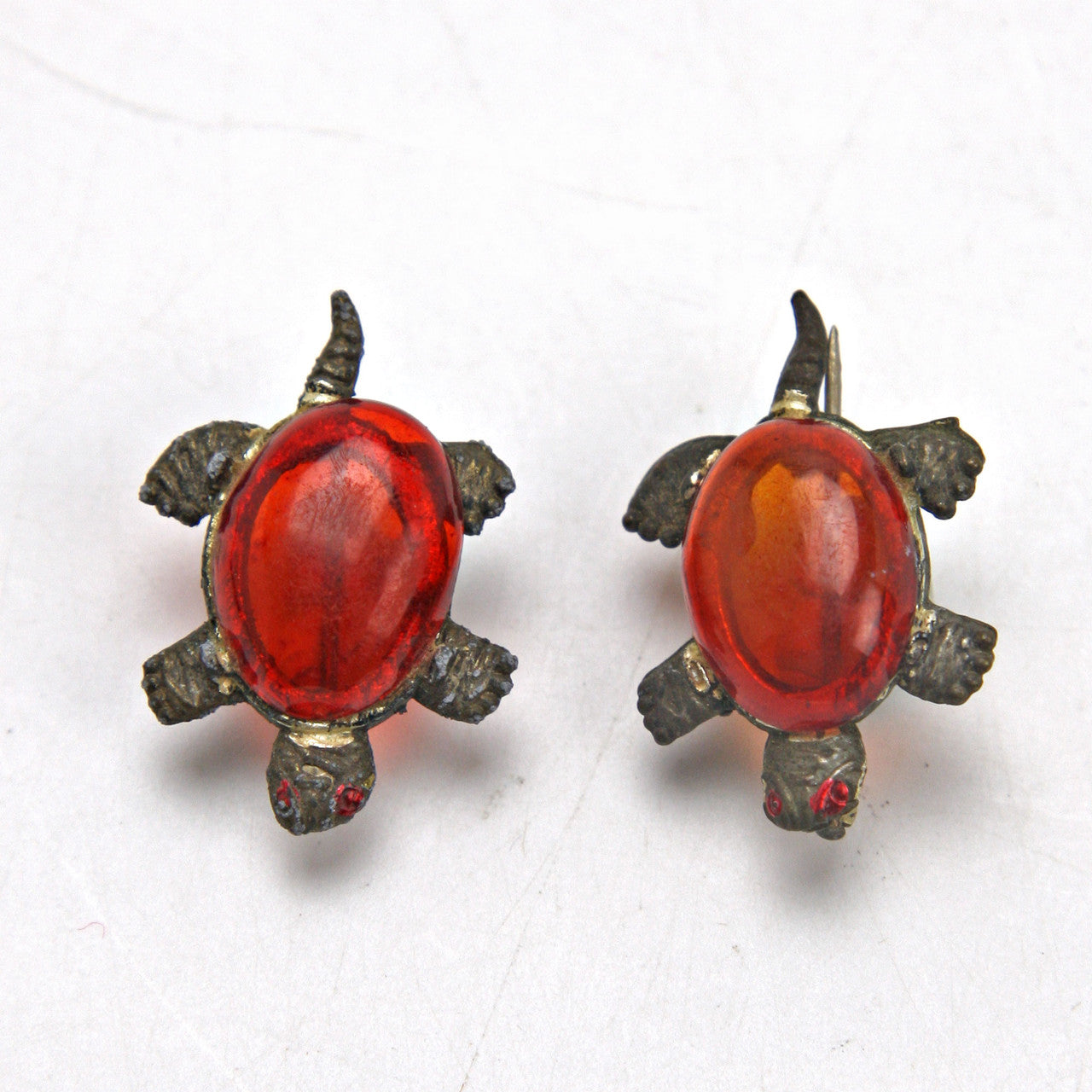 Vintage 1940s-50s Metal Lucite Turtle Pins Lot of 2