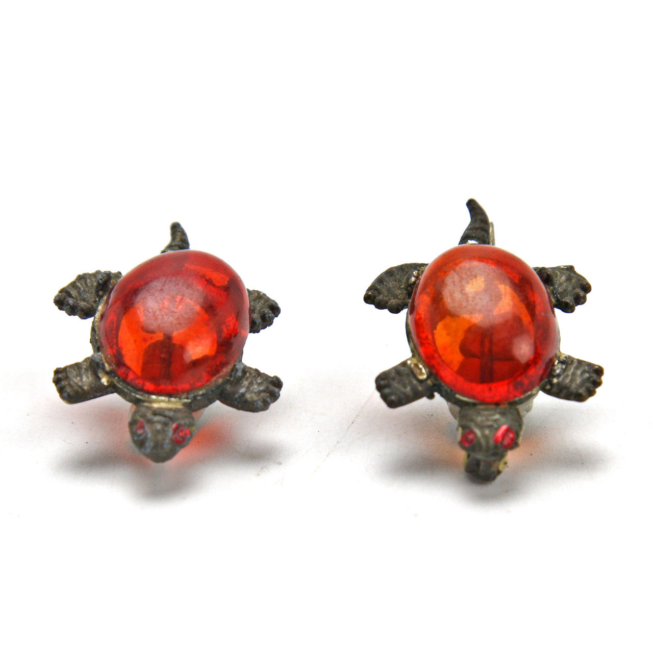 Vintage 1940s-50s Metal Lucite Turtle Pins Lot of 2