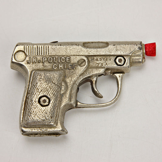 1930s-40s Cast Iron Junior Police Chief Toy Cap Gun Metal Grip