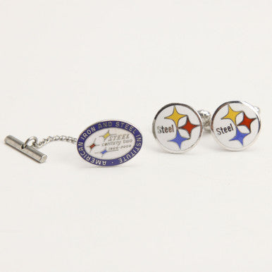 Vintage American Iron & Steel Institute Tie Pin & Cufflinks Set 1960s–70s