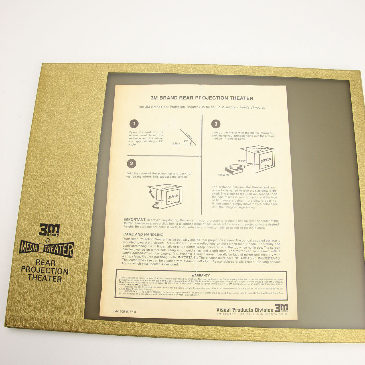 Vintage 3M Rear Projection AV Display for 35mm Slides Portable Theater Screen