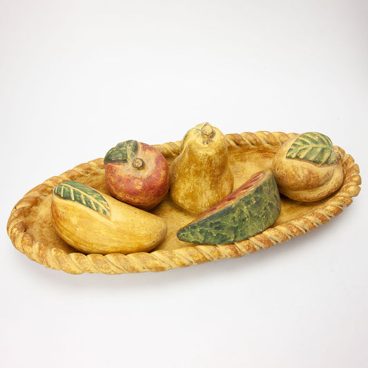 Mexican Terracotta Hand-Painted Fruit Bowl Decor Piece 23"