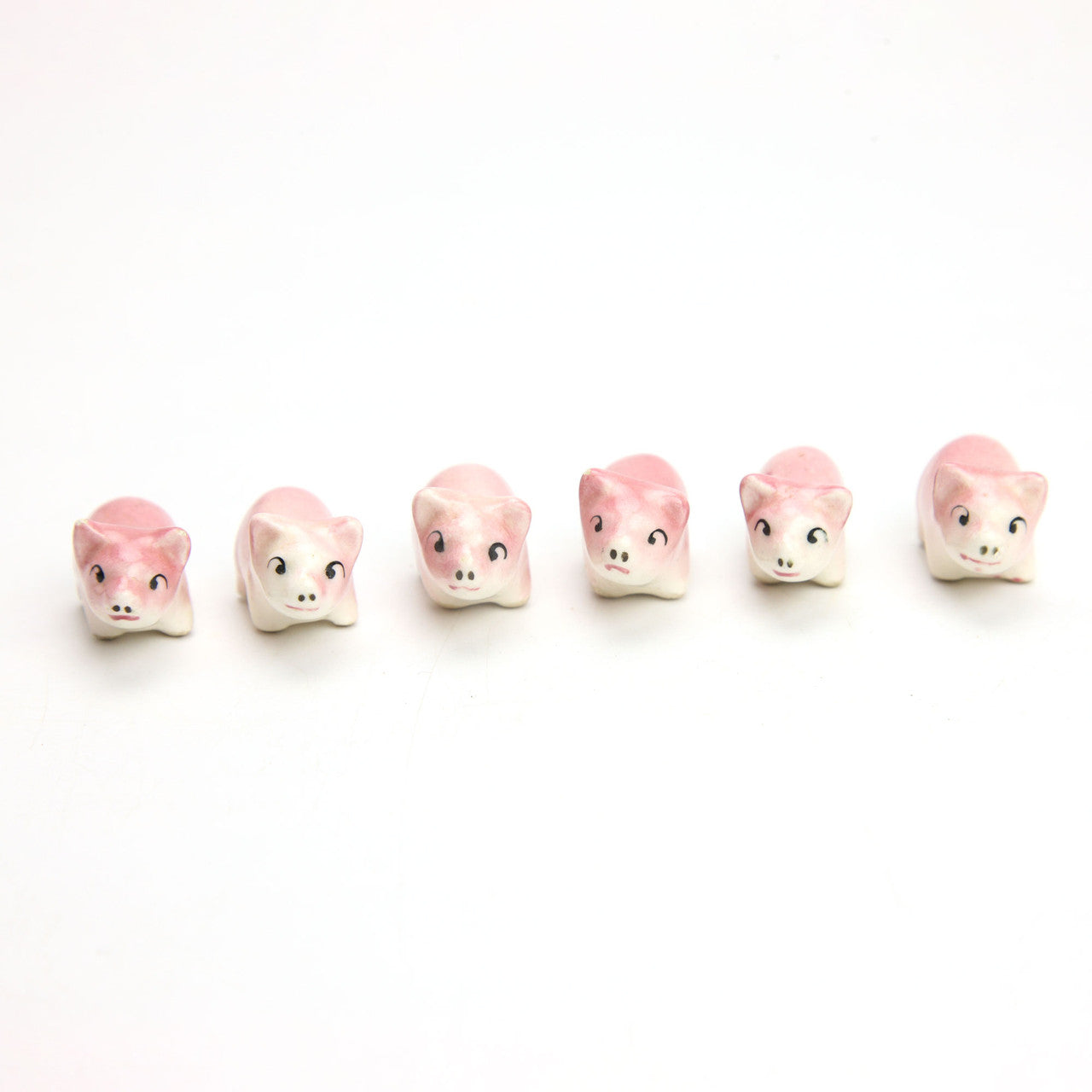 Vintage Japan Porcelain Mama Pig & 6 Piglets Figurine Farmhouse Pig Collectible