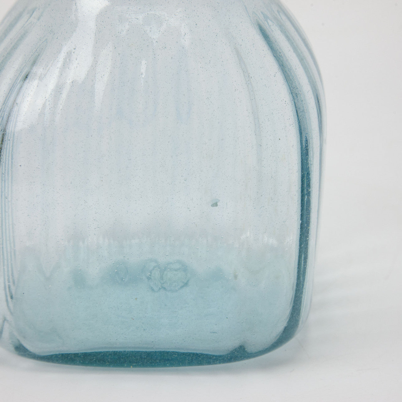 Vintage Blue Hand Blown Bubble Glass Jar with Pewter Lids