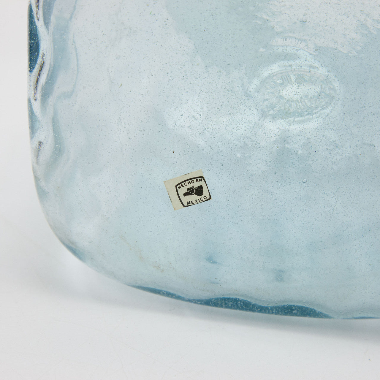 Vintage Blue Hand Blown Bubble Glass Jar with Pewter Lids