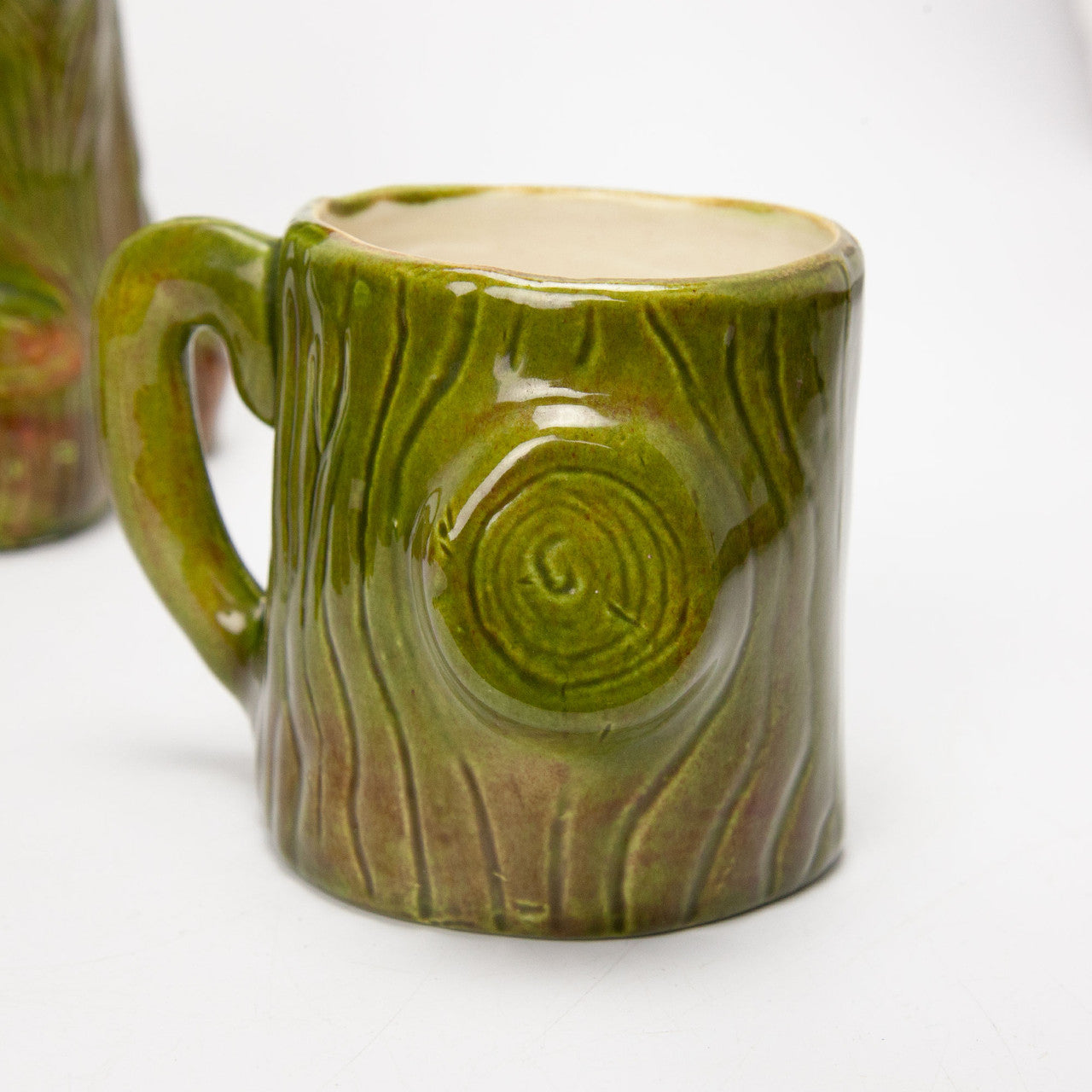 Vintage Garland Ceramics Tree Pitcher and Stump Mugs Set