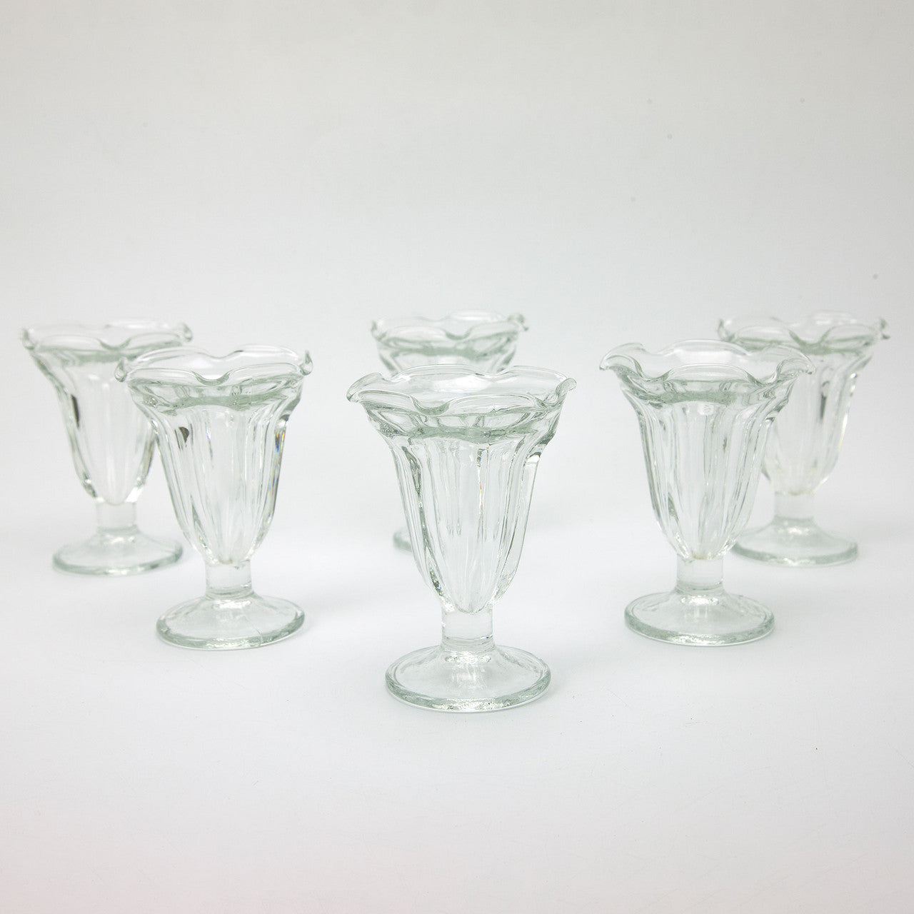 Vintage Tulip Ice Cream Sundae Parfait Glasses Set of 6