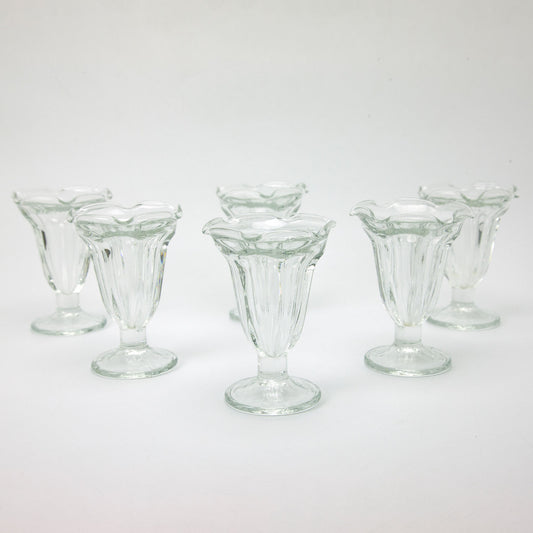 Vintage Tulip Ice Cream Sundae Parfait Glasses Set of 6