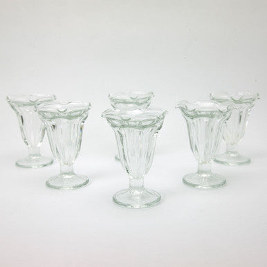 Vintage Tulip Ice Cream Sundae Parfait Glasses Set of 6