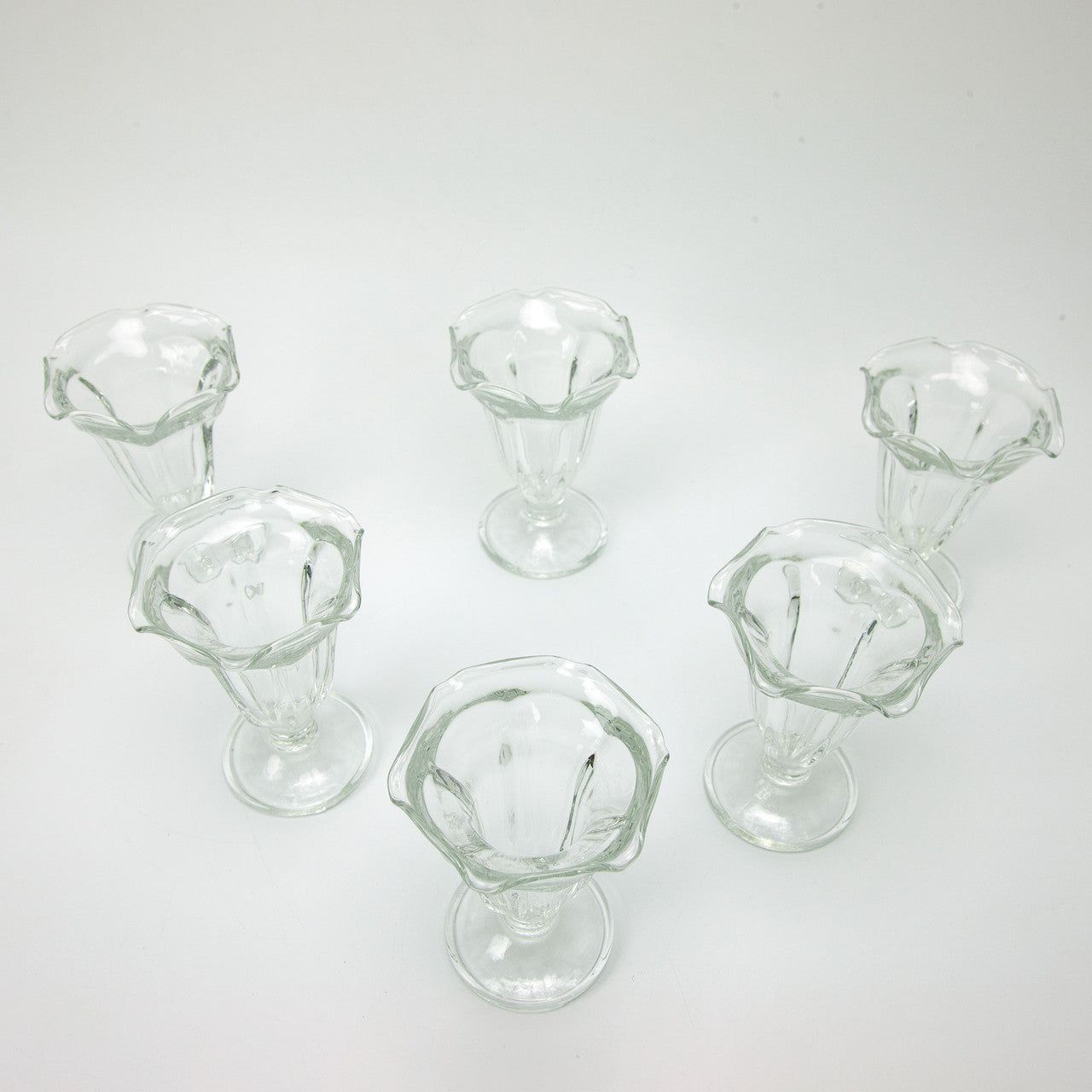 Vintage Tulip Ice Cream Sundae Parfait Glasses Set of 6