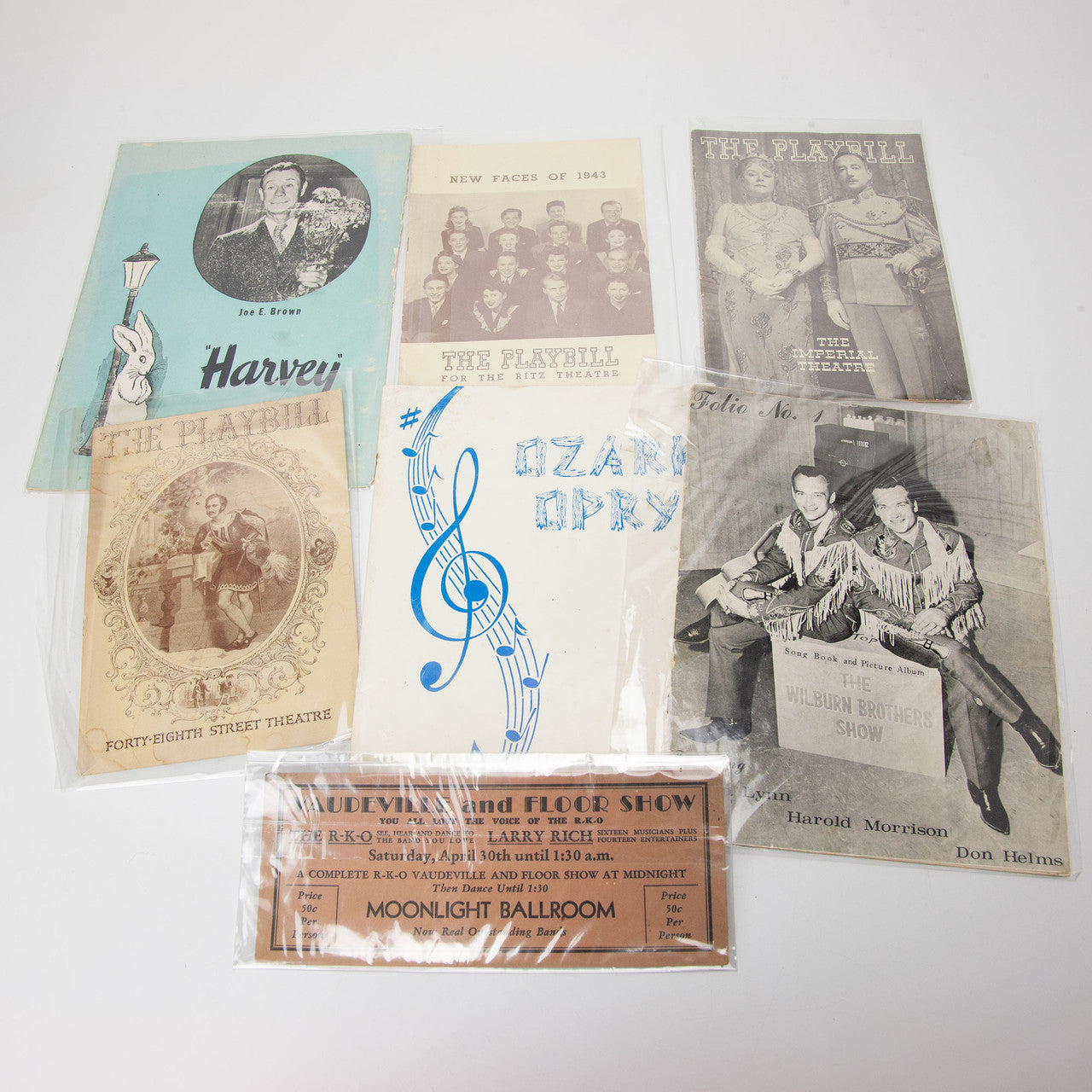 1940s 1950s Theater Playbills Lot with Vaudeville Ticket