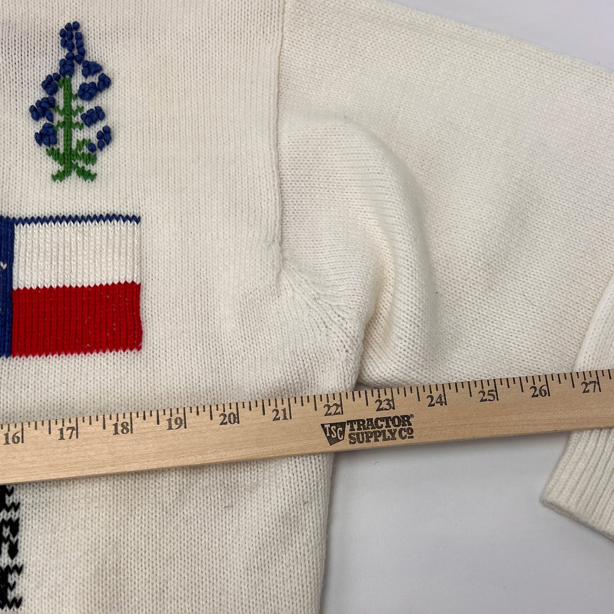 Vintage Texas Theme Acrylic Cardigan Embroidered Sweater L/XL