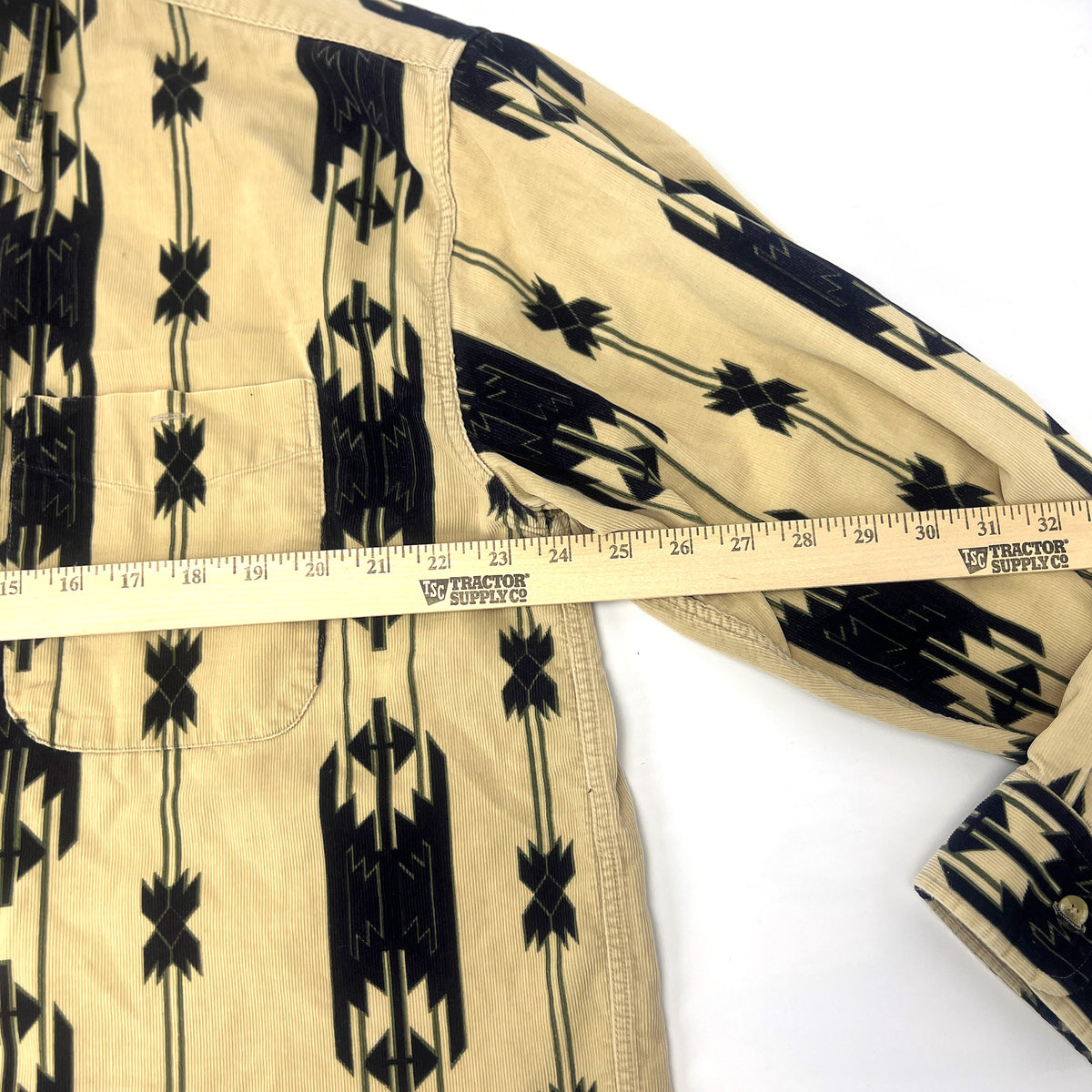 1990s Natural Issue Corduroy Aztec Print Men's Button Down Shirt XL