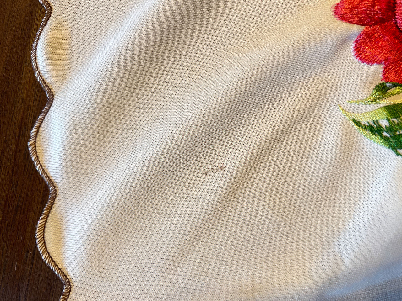 Vintage Floral Embroidered Rectangle Poly Blend Tablecloth 72x57